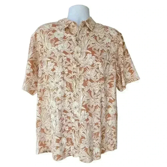 ROWN Short Sleeve Button Down Collared Hawaiian Print Shirt / Size XL - Picture 1 of 6
